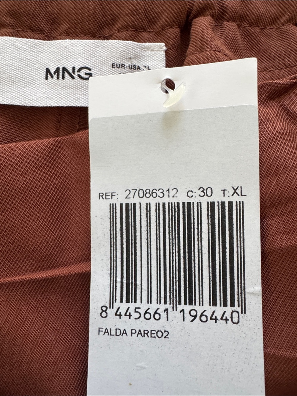 Mango Rust-Brown Midi Skirt with Ring Belt - Picture 4 of 5